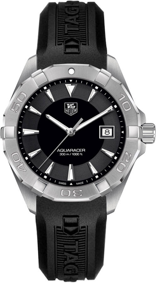 Tag Heuer Aquaracer Quartz Black Dial Black Rubber Strap Watch for Men - WAY1110.FT8021 Buy Now By Tag Heuer