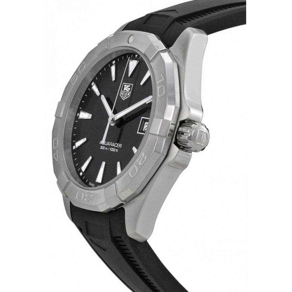 Tag Heuer Aquaracer Quartz Black Dial Black Rubber Strap Watch for Men - WAY1110.FT8021 Buy Now By Tag Heuer