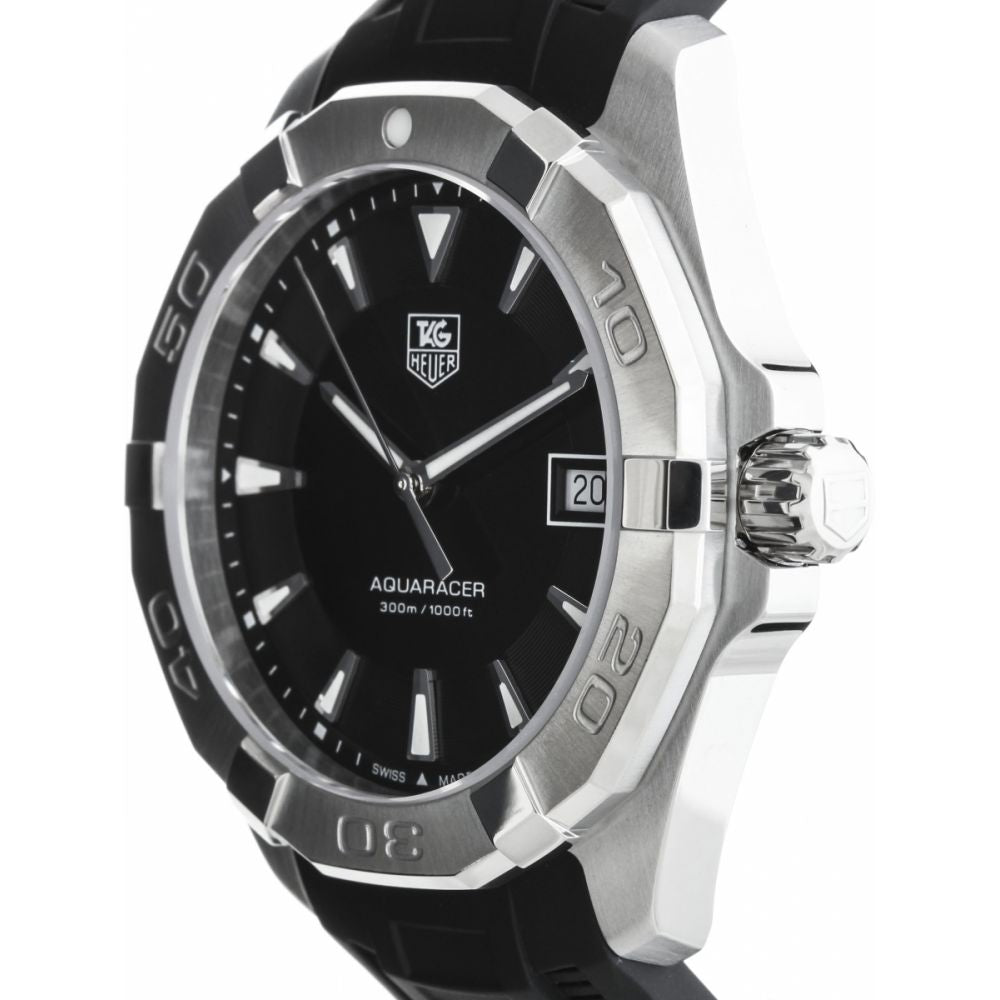 Tag Heuer Aquaracer Quartz Black Dial Black Rubber Strap Watch for Men - WAY1110.FT8021 Buy Now By Tag Heuer