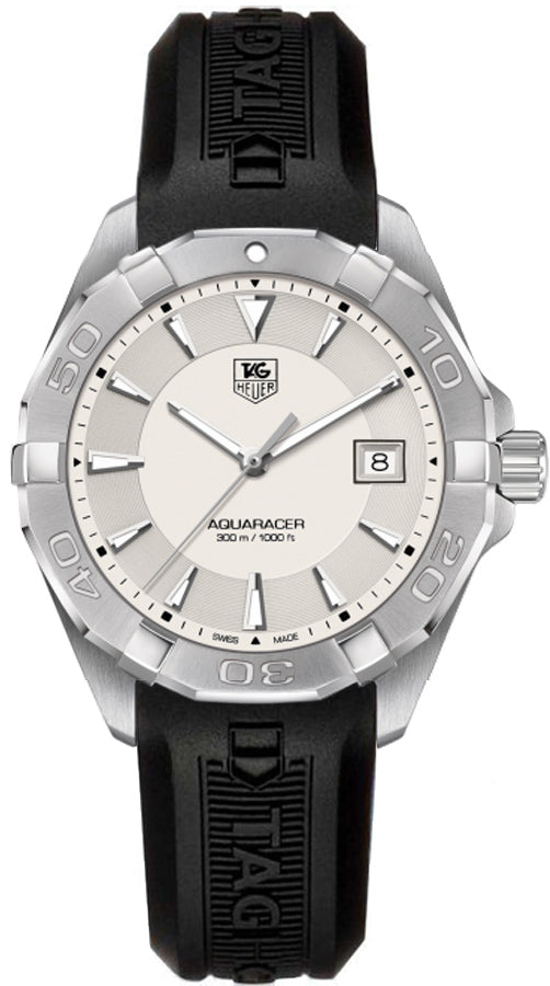Tag Heuer Aquaracer Quartz White Dial Black Rubber Strap Watch for Men - WAY1111.FT8021 Buy Now By Tag Heuer