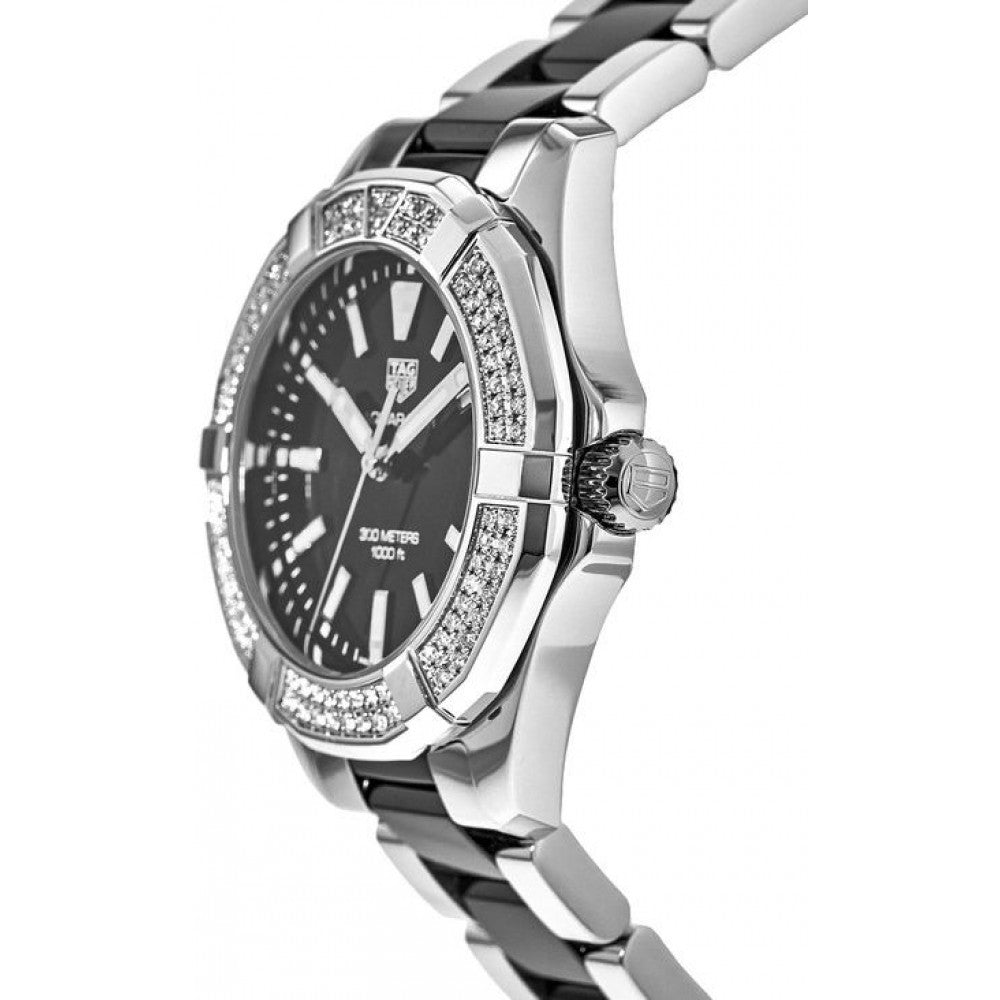 Tag Heuer Aquaracer Quartz Diamonds Black Dial Two Tone Steel Strap Watch for Men - WAY131E.BA0913 Buy Now By Tag Heuer