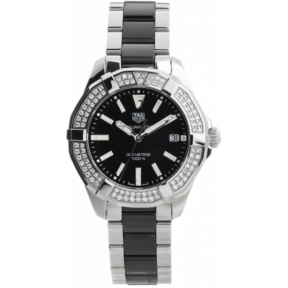 Tag Heuer Aquaracer Quartz Diamonds Black Dial Two Tone Steel Strap Watch for Men - WAY131E.BA0913 Buy Now By Tag Heuer