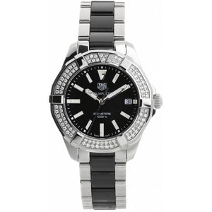 Tag Heuer Aquaracer Quartz Diamonds Black Dial Two Tone Steel Strap Watch for Men - WAY131E.BA0913 Buy Now By Tag Heuer
