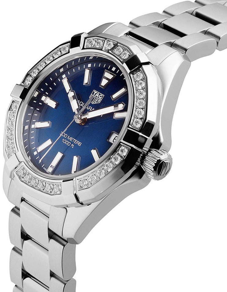 Tag Heuer Aquaracer Quartz Diamonds Blue Dial Silver Steel Strap Watch for Women - WAY131N.BA0748 Buy Now By Tag Heuer