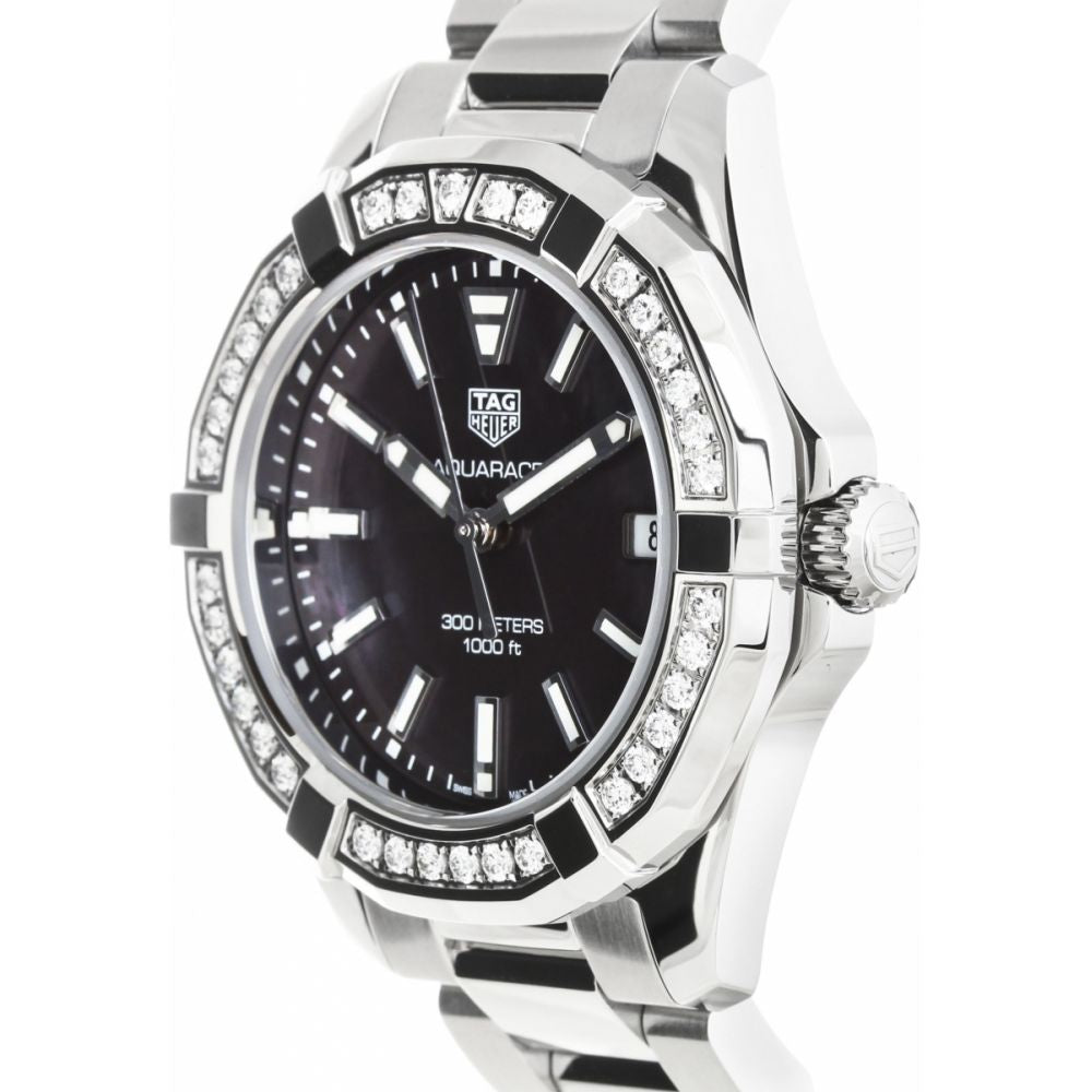 Tag Heuer Aquaracer Quartz Diamonds Black Dial Silver Steel Strap Watch for Women - WAY131P.BA0748 Buy Now By Tag Heuer