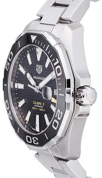 Tag Heuer Aquaracer Caliber 5 Black Dial Silver Steel Strap Watch for Men - WAY201A .BA0927 Buy Now By Tag Heuer