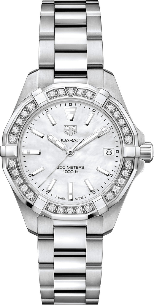 Tag Heuer Aquaracer Diamonds Mother of Pearl Dial Silver Steel Strap Watch for Women - WBD1313.BA0740 Buy Now By Tag Heuer
