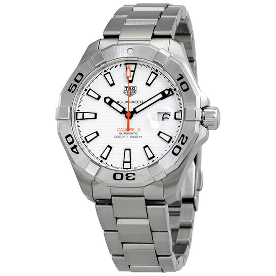 Tag Heuer Aquaracer Calibre 5 Automatic White Dial Silver Steel Strap Watch for Men - WAY2013.BA0927 Buy Now By Tag Heuer