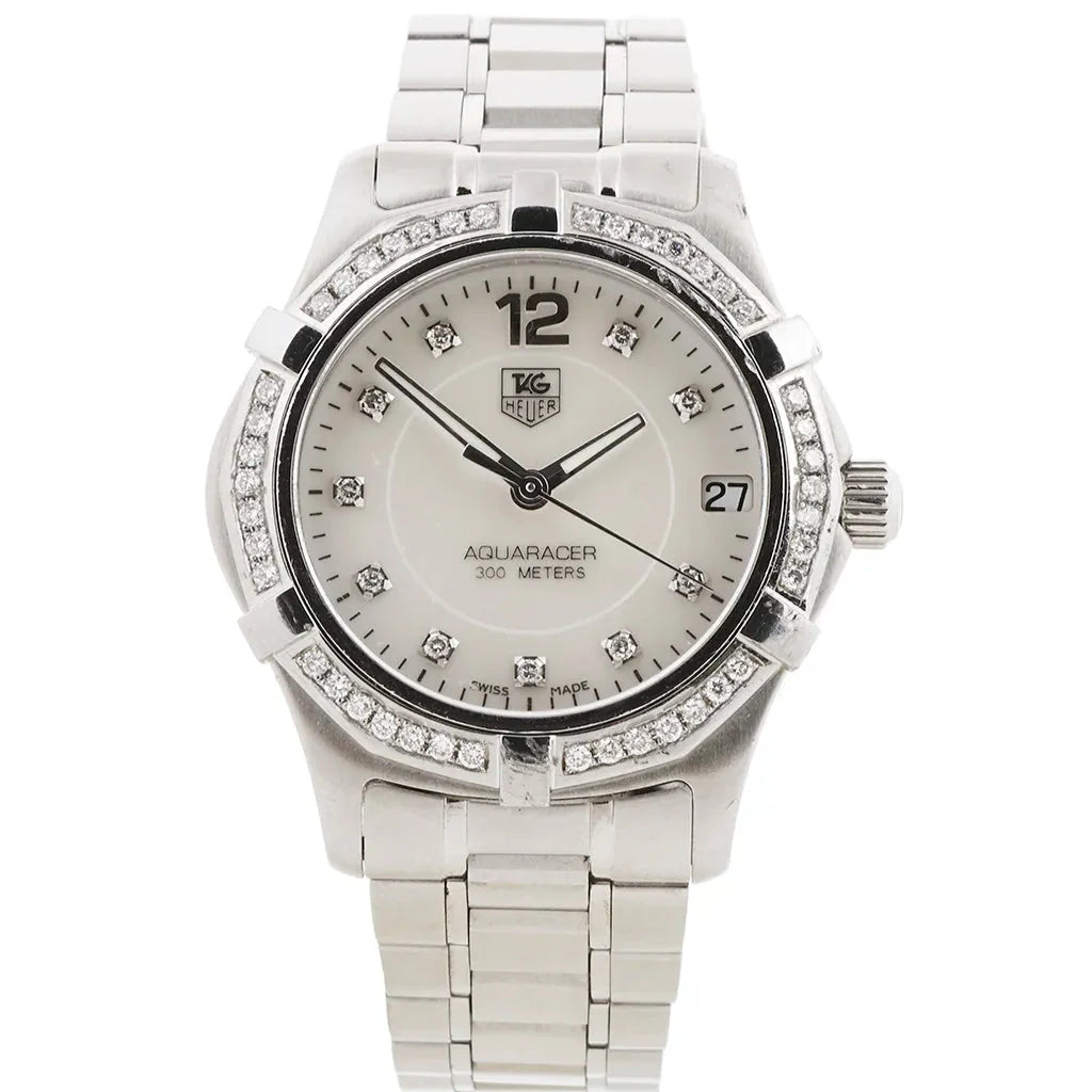 Tag Heuer Aquaracer Diamonds Mother of Pearl White Dial Silver Steel Strap Watch for Women - WBD131C.BA0748 Buy Now By Tag Heuer