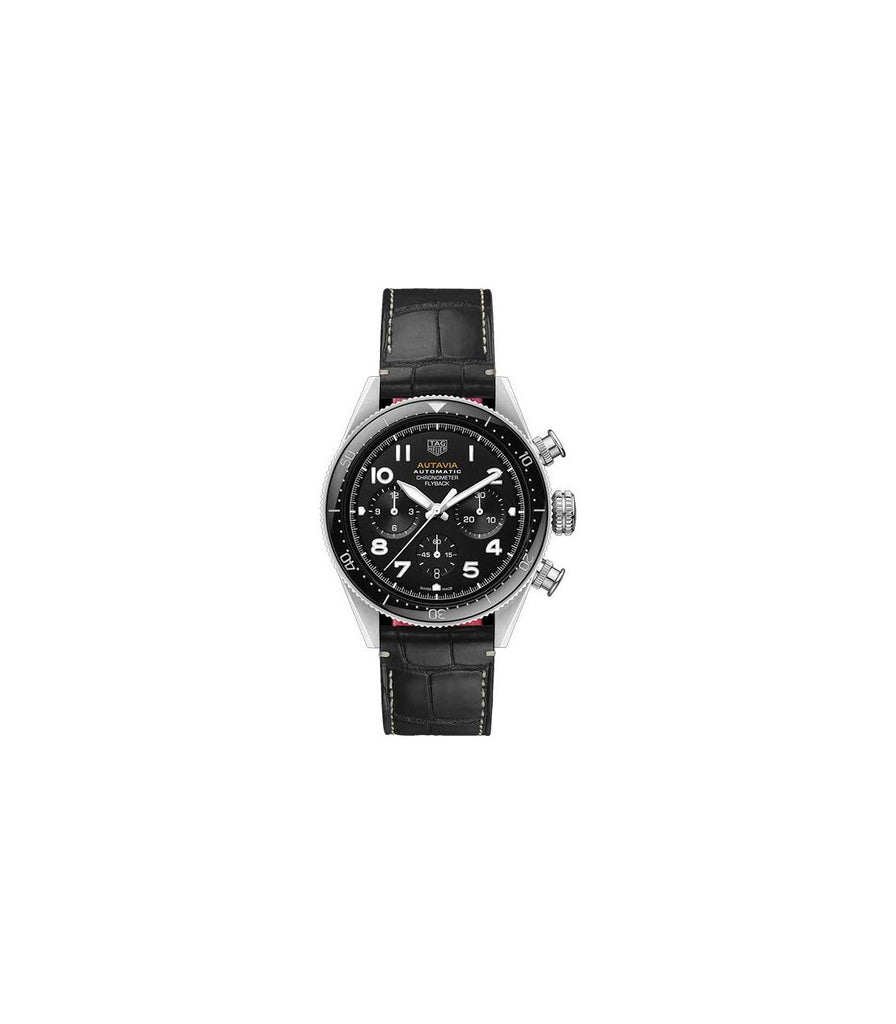 Tag Heuer Autavia Chronometer Flyback Automatic Chronograph Black Dial Black Leather Strap Watch for Men - CBE511A.FC8279 Buy Now By Tag Heuer
