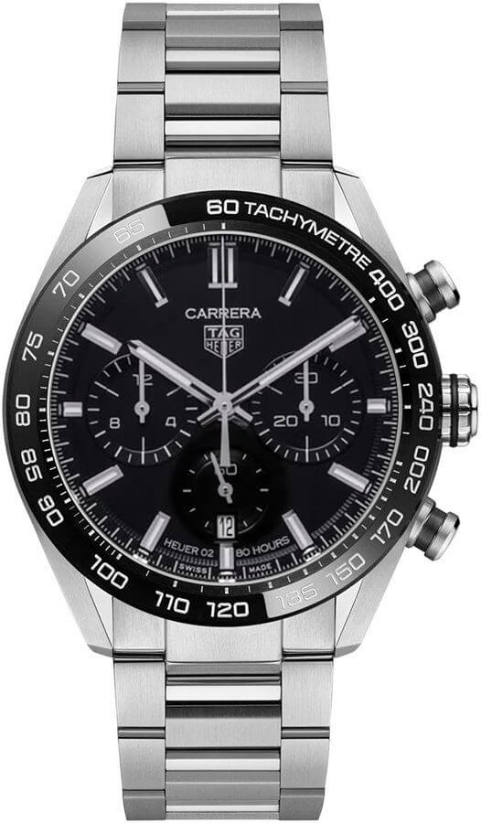 Tag Heuer Carrera Automatic Chronograph Black Dial Silver Steel Strap Watch for Men - CBN2A1B.BA0643 Buy Now By Tag Heuer