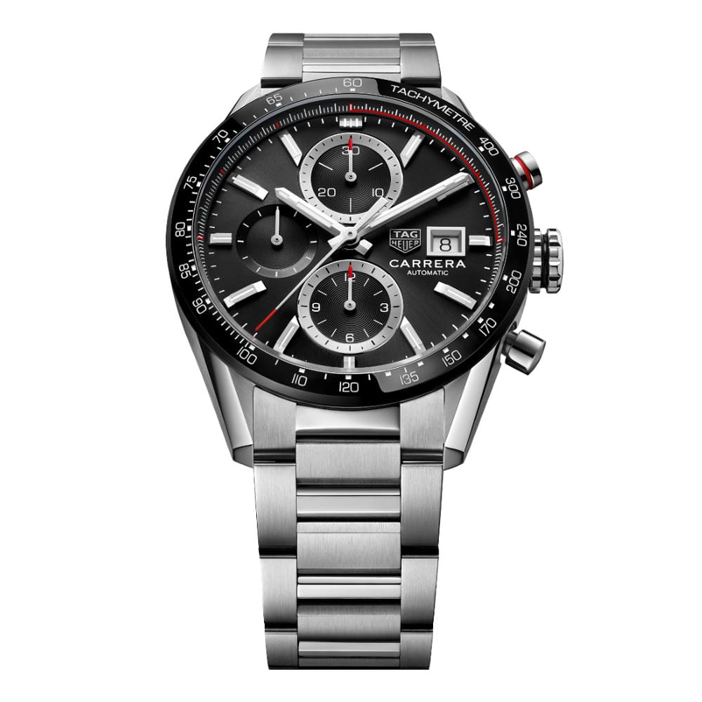 Tag Heuer Carrera Automatic Chronograph Black Dial Silver Steel Strap Watch for Men - CBM2110.BA0651 Buy Now By Tag Heuer