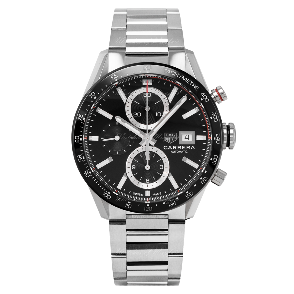 Tag Heuer Carrera Automatic Chronograph Black Dial Silver Steel Strap Watch for Men - CBM2110.BA0651 Buy Now By Tag Heuer
