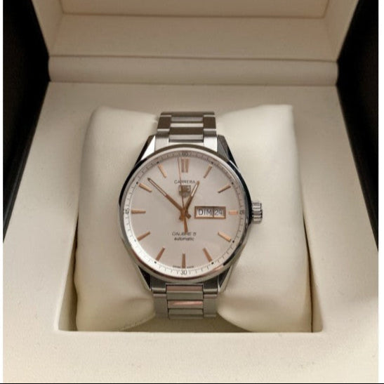 Tag Heuer Carrera Calibre 5 White Dial Silver Steel Strap Watch for Men - WAR201D.BA0723 Buy Now By Tag Heuer
