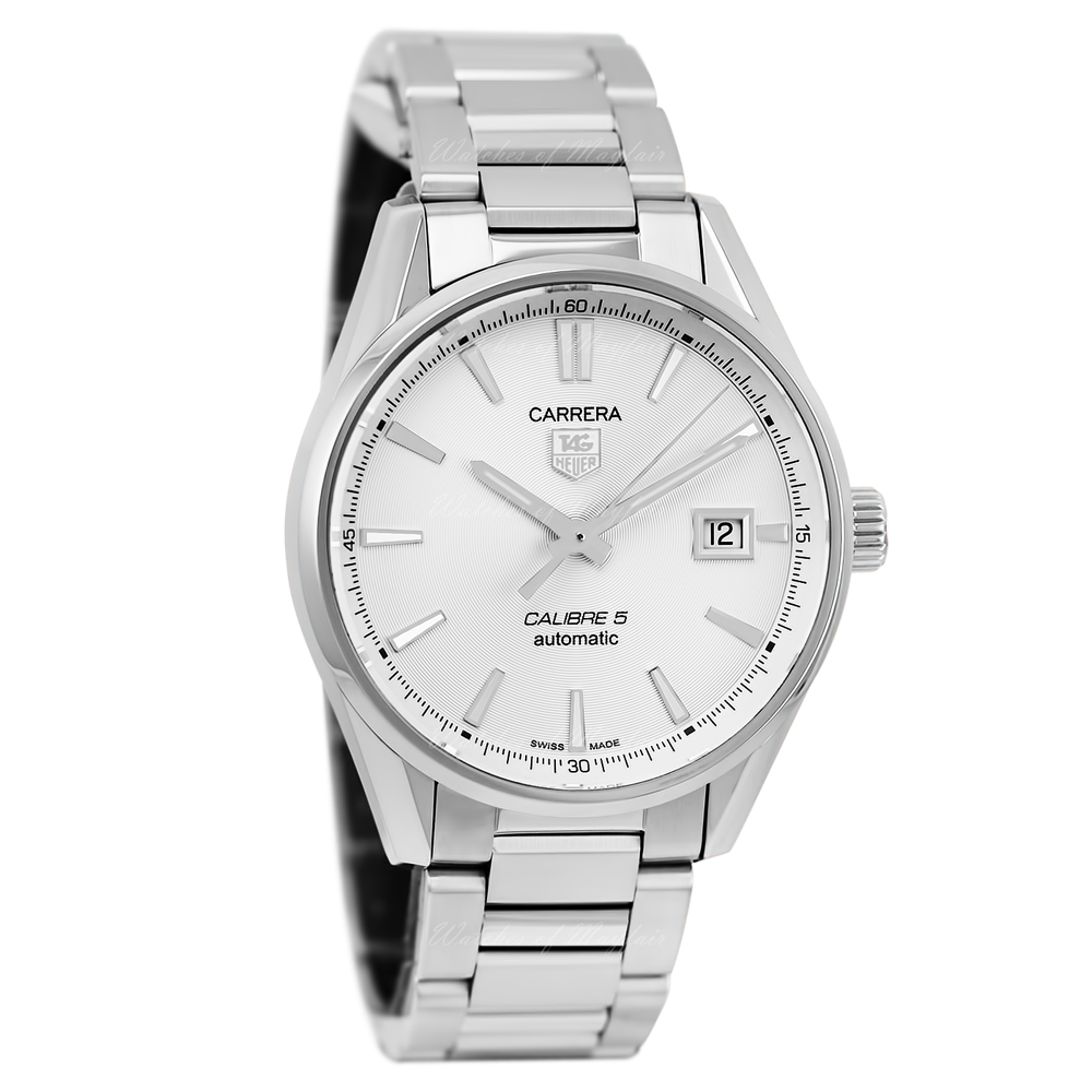 Tag Heuer Carrera Automatic Caliber 5 White Dial Silver Steel Strap Watch for Men - WAR211B.BA0782 Buy Now By Tag Heuer