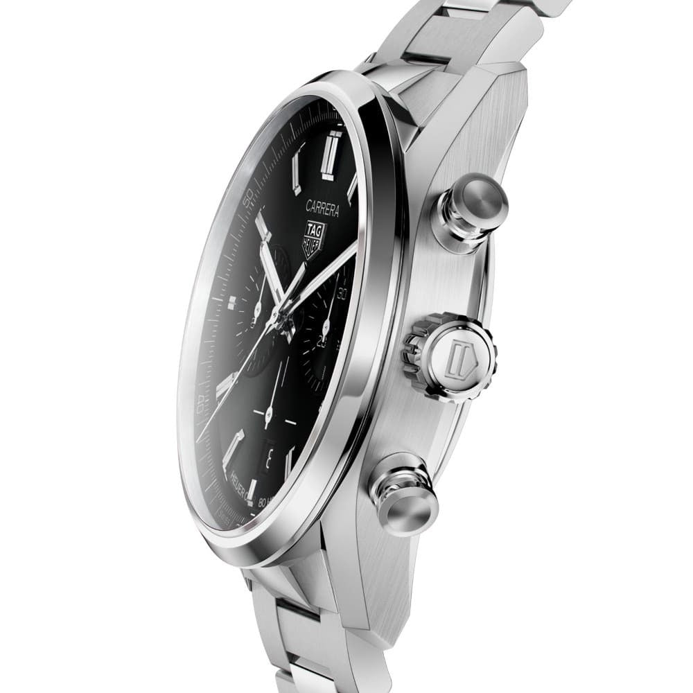 Tag Heuer Carrera Chronograph Black Dial Silver Steel Strap Watch for Men - CBN2010.BA0642 Buy Now By Tag Heuer