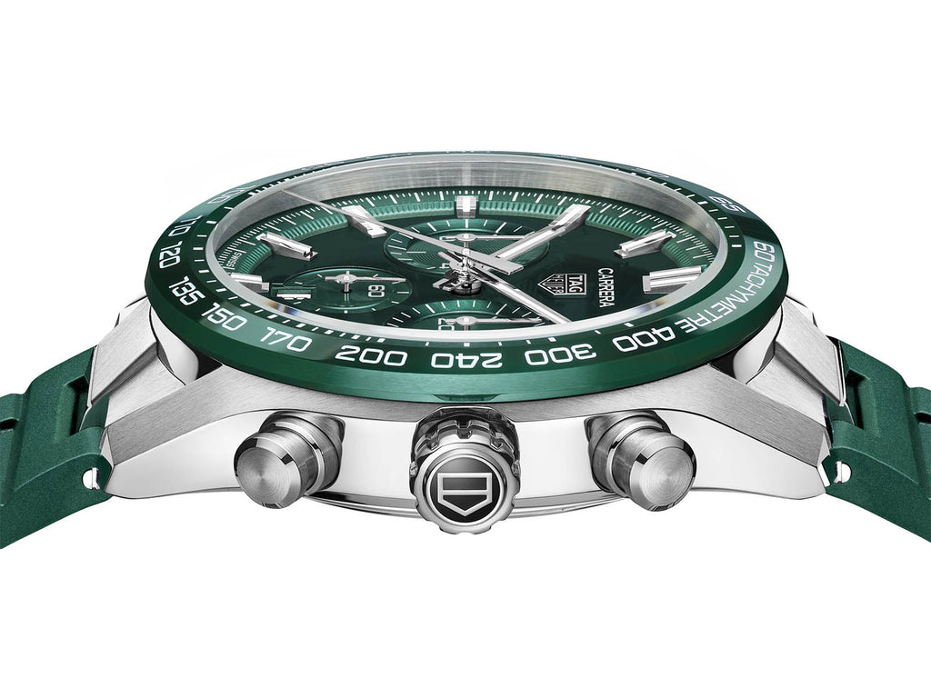 Tag Heuer Carrera Chronograph 44mm Green Dial Green Steel Strap Watch for Men - CBN2A1N.FT6238 Buy Now By Tag Heuer