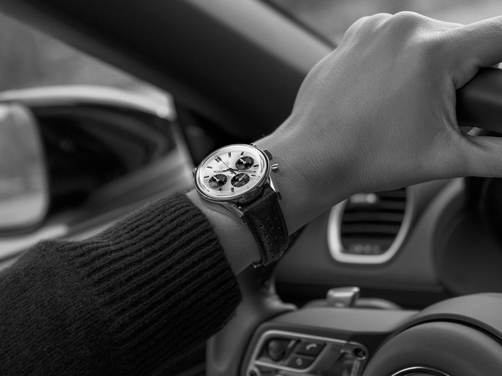 Tag Heuer Carrera Chronograph 60th Anniversary Silver Dial Black Leather Strap Watch for Men - CBK221H.FC8317 Buy Now By Tag Heuer