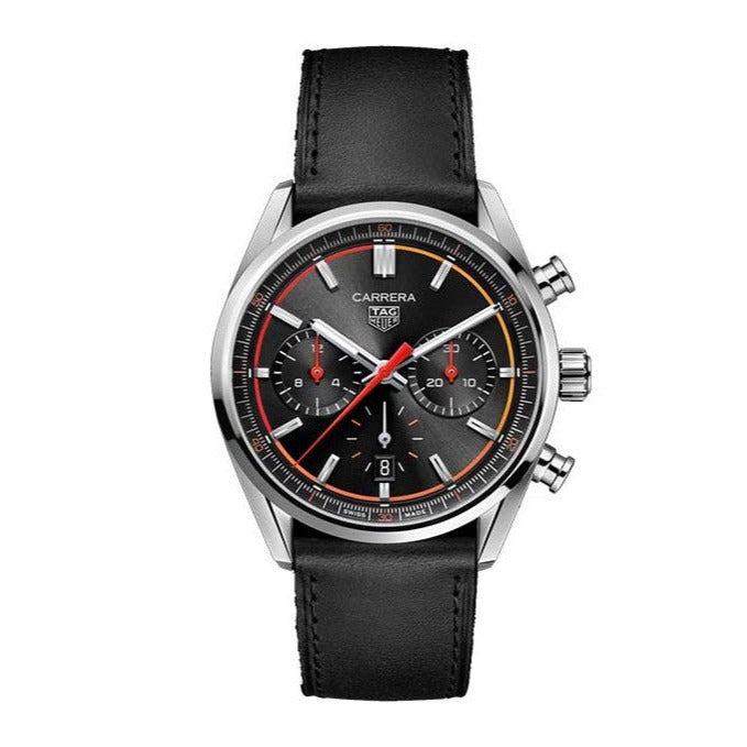 Tag Heuer Carrera Chronograph Black Dial Black Leather Strap Watch for Men - CBN201C.FC6542 Buy Now By Tag Heuer