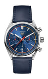 Tag Heuer Carrera Chronograph Blue Dial Blue Leather Strap Watch for Men - CBN201D.FC6543 Buy Now By Tag Heuer