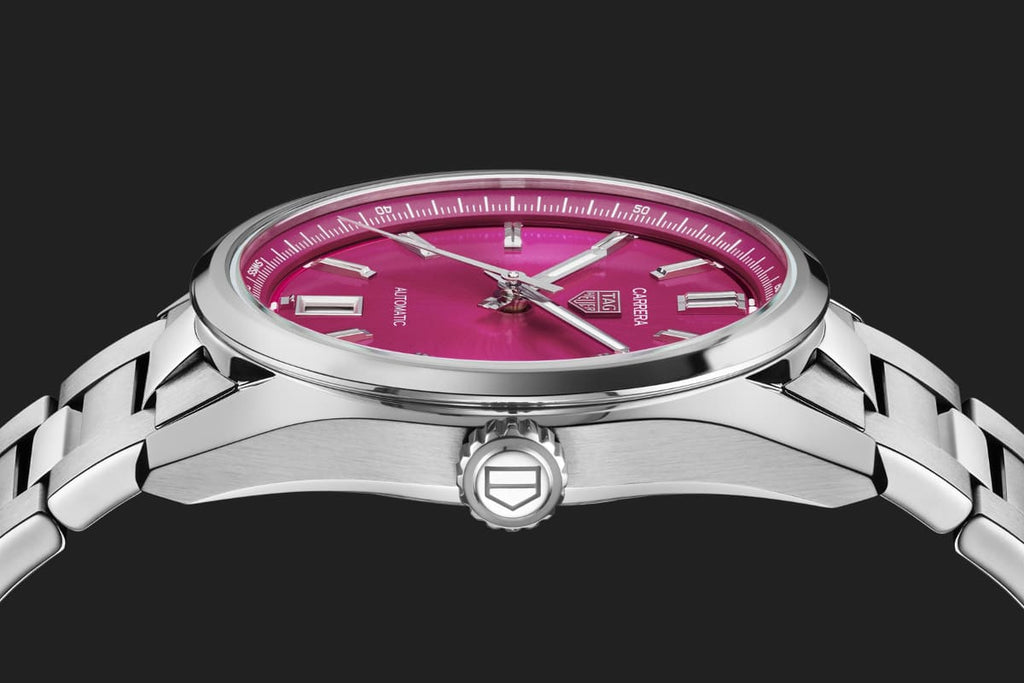 Tag Heuer Carrera Date Automatic 18K Pink Dial Silver Steel Strap Watch for Women - WBN2313.BA0001 Buy Now By Tag Heuer