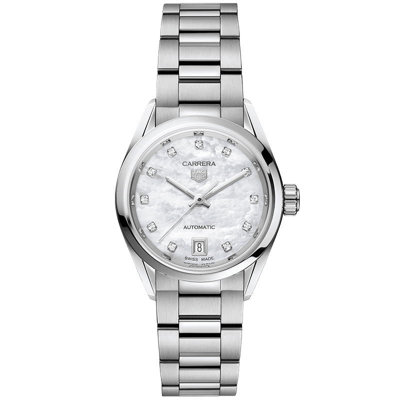 Tag Heuer Carrera Diamonds Mother of Pearl Dial Silver Steel Strap Watch for Women - WBN2412.BA0621 Buy Now By Tag Heuer