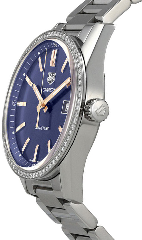 Tag Heuer Carrera Quartz Diamonds Blue Dial Silver Steel Strap Watch for Women - WAR1114.BA0601 Buy Now By Tag Heuer