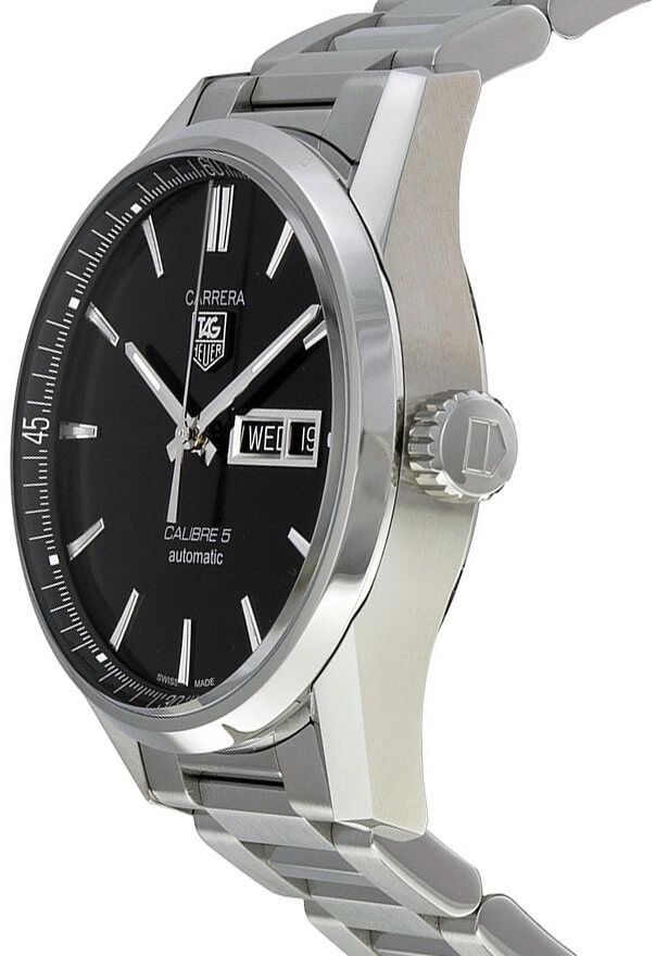 Tag Heuer Carrera Calibre 5 Automatic Black Dial Silver Steel Strap Watch for Men - WAR201A.BA0723 Buy Now By Tag Heuer