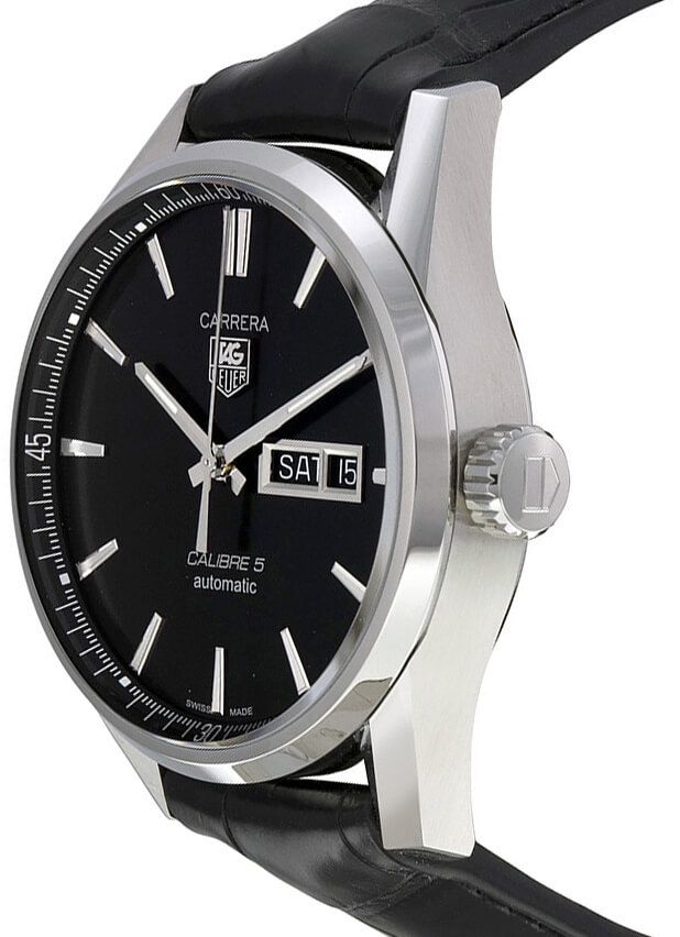 Tag Heuer Carrera Automatic 41mm Black Dial Black Leather Strap Watch for Men - WAR201A.FC6266 Buy Now By Tag Heuer