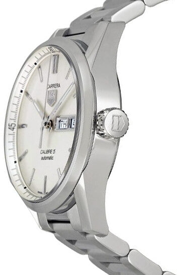 Tag Heuer Carrera Calibre 5 Automatic White Dial Silver Steel Strap Watch for Men - WAR201B.BA0723 Buy Now By Tag Heuer