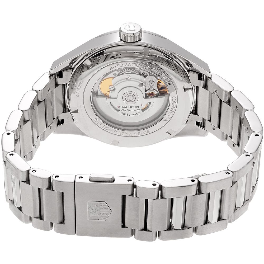 Tag Heuer Carrera Calibre 5 Automatic Black Dial Silver Steel Strap Watch for Men - WAR201C.BA0723 Buy Now By Tag Heuer