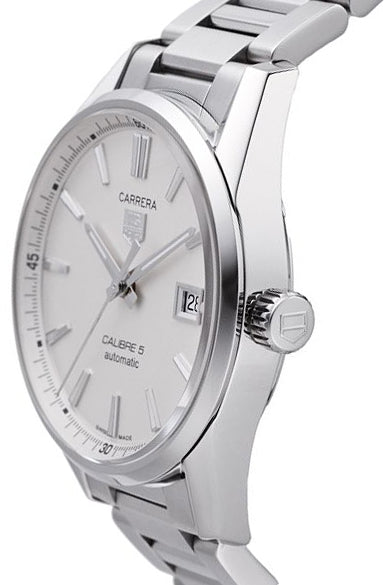 Tag Heuer Carrera Automatic Caliber 5 White Dial Silver Steel Strap Watch for Men - WAR211B.BA0782 Buy Now By Tag Heuer