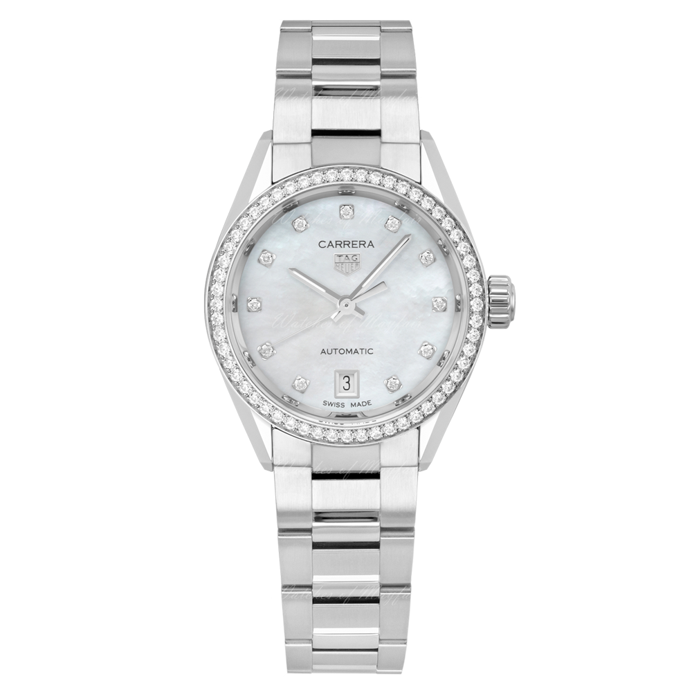 Tag Heuer Carrera Date Diamonds Mother of Pearl Dial Silver Steel Strap Watch for Women - WBN2414.BA0621 Buy Now By Tag Heuer