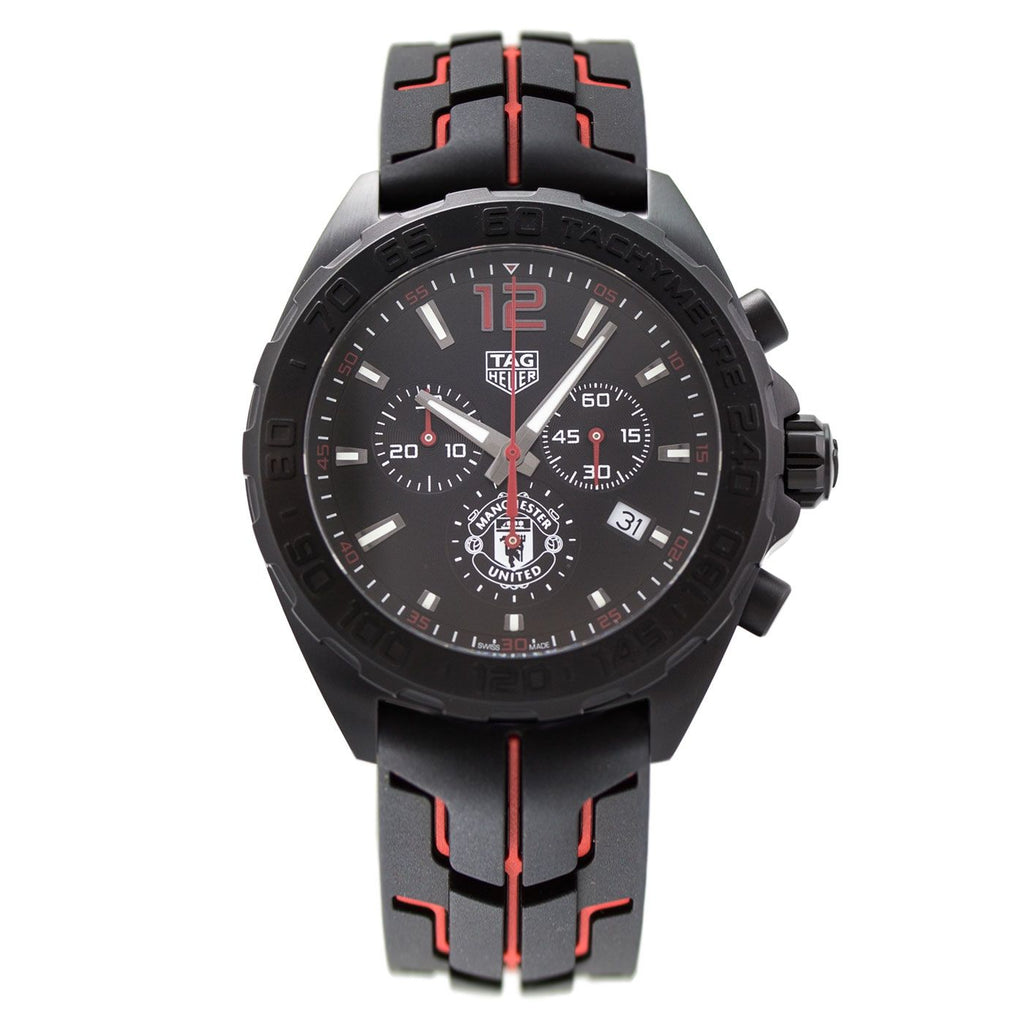 Tag Heuer Formula 1 Manchester United Limited Edition Black Dial Black & Red Rubber Strap Watch for Men - CAZ101J.FT8027 Buy Now By Tag Heuer