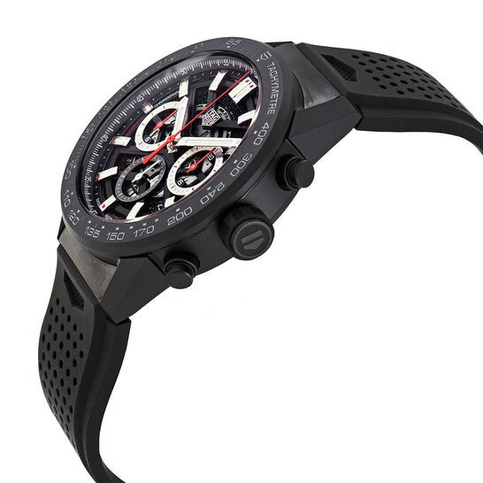Tag Heuer Carrera Automatic Chronograph Black Dial Black Rubber Strap Watch for Men - CBG2A90.FT6173 Buy Now By Tag Heuer