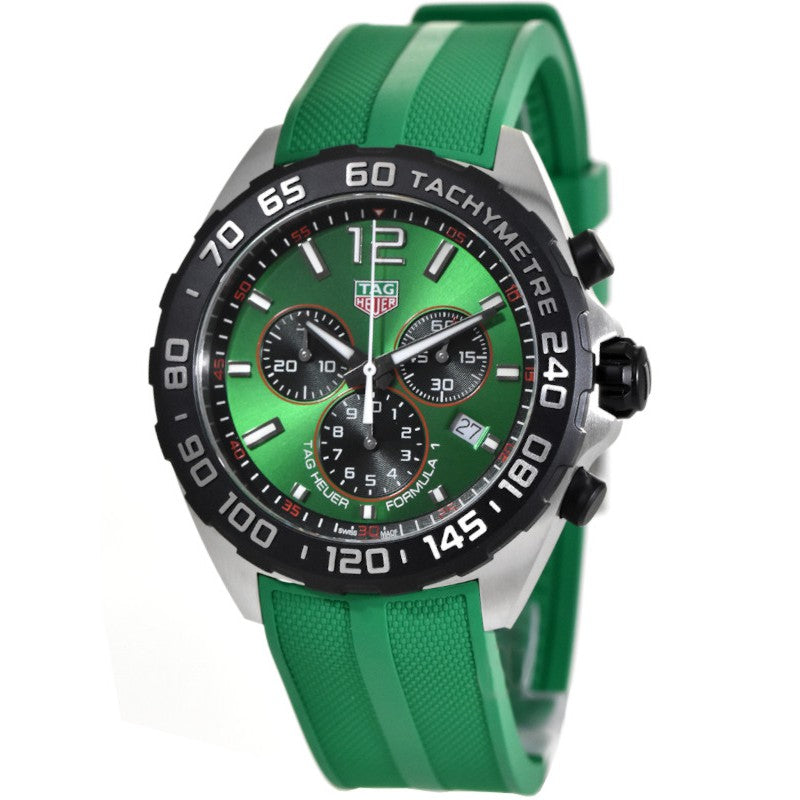 Tag Heuer Formula 1 Chronograph Green Dial Green Rubber Strap Watch for Men - CAZ101AP.FT8056 Buy Now By Tag Heuer