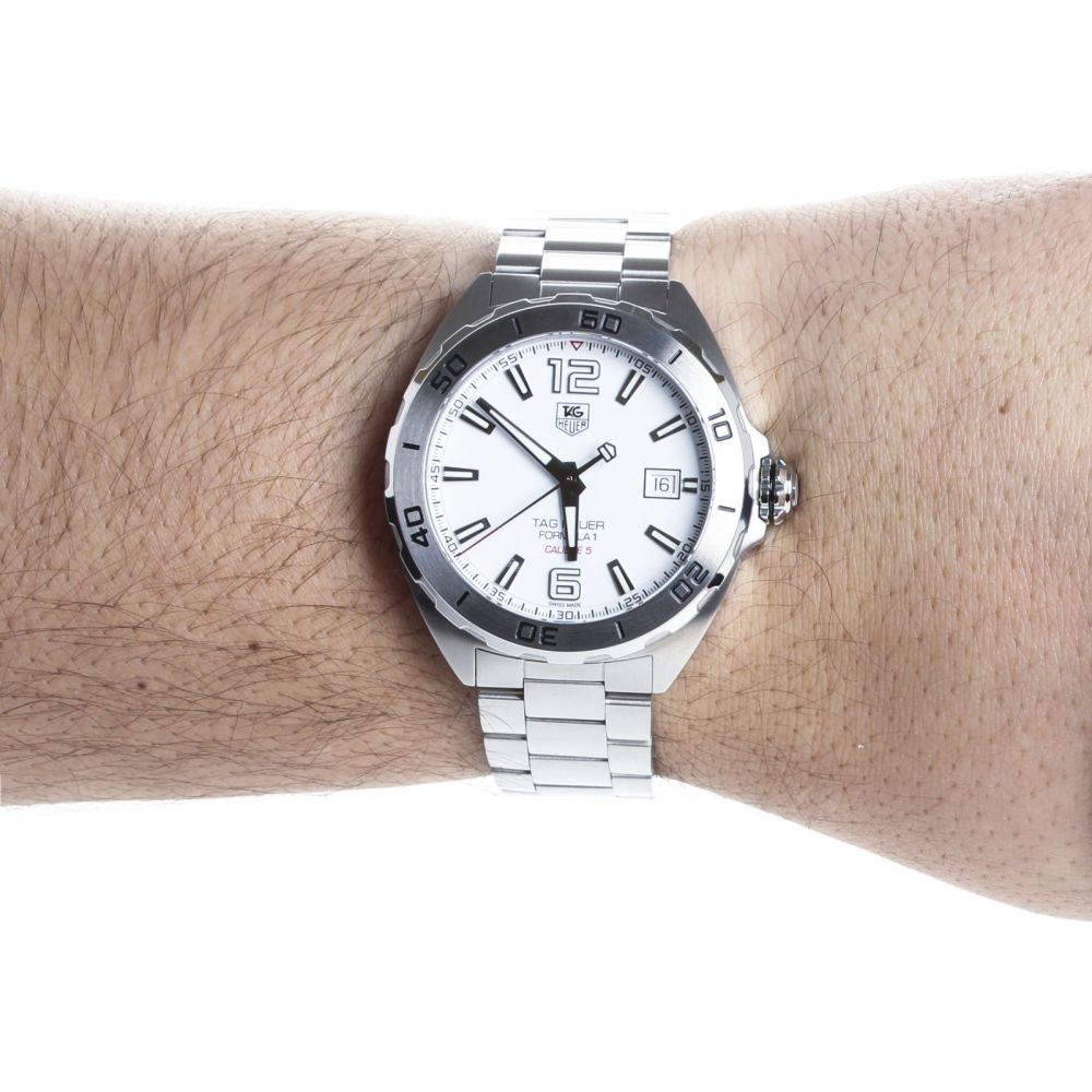 Tag Heuer Formula 1 Calibre 5 Automatic White Dial Silver Steel Strap Watch for Men - WAZ2114.BA0875 Buy Now By Tag Heuer