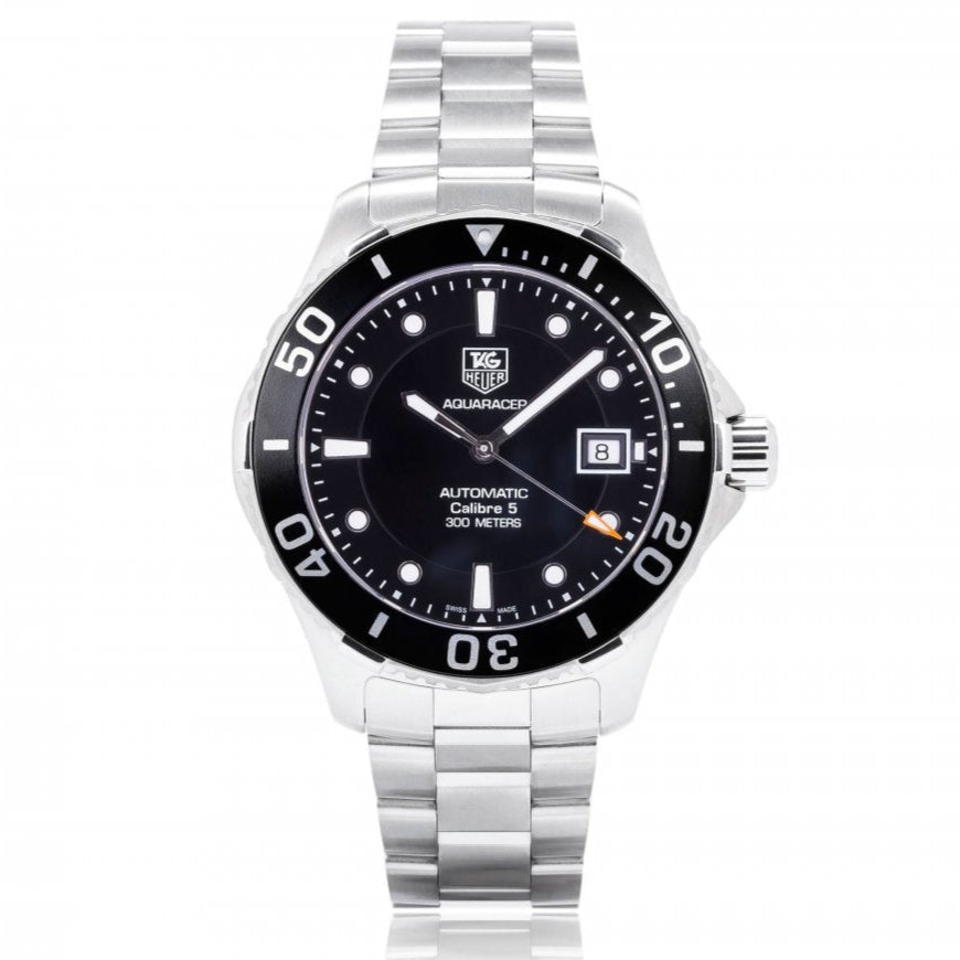 Tag Heuer Aquaracer Automatic Caliber 5 Black Dial Silver Steel Strap Watch for Men - WAN2110.BA0822 Buy Now By Tag Heuer