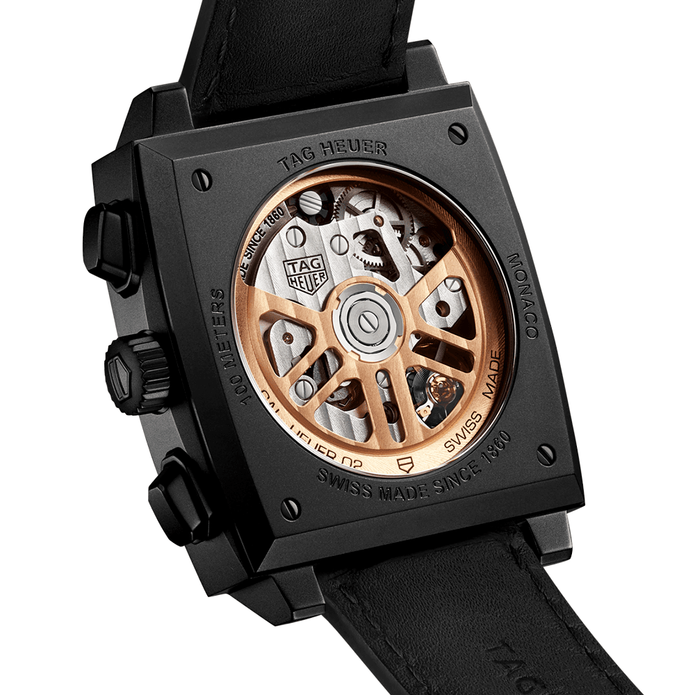 Tag Heuer Monaco Automatic Chronograph Black Dial Black Leather Strap Watch for Men - CBL2180.FC6497 Buy Now By Tag Heuer