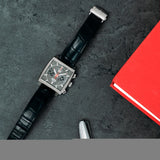 Tag Heuer Monaco Calibre 12 Final Edition Chronograph Grey Dial Black Leather Strap Watch for Men - CAW211J.FC6476 Buy Now By Tag Heuer