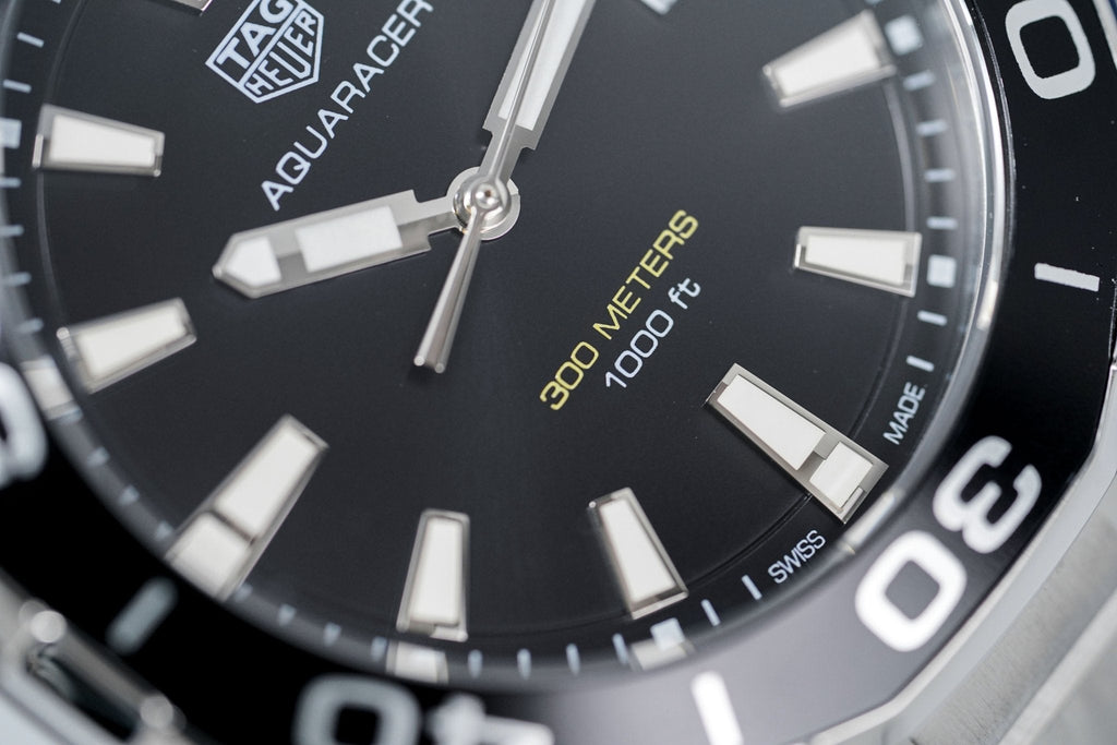 Tag Heuer Aquaracer Quartz Black Dial Silver Steel Strap Watch for Men - WAY101A.BA0746