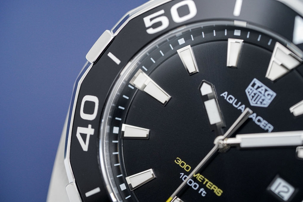 Tag Heuer Aquaracer Quartz Black Dial Silver Steel Strap Watch for Men - WAY101A.BA0746