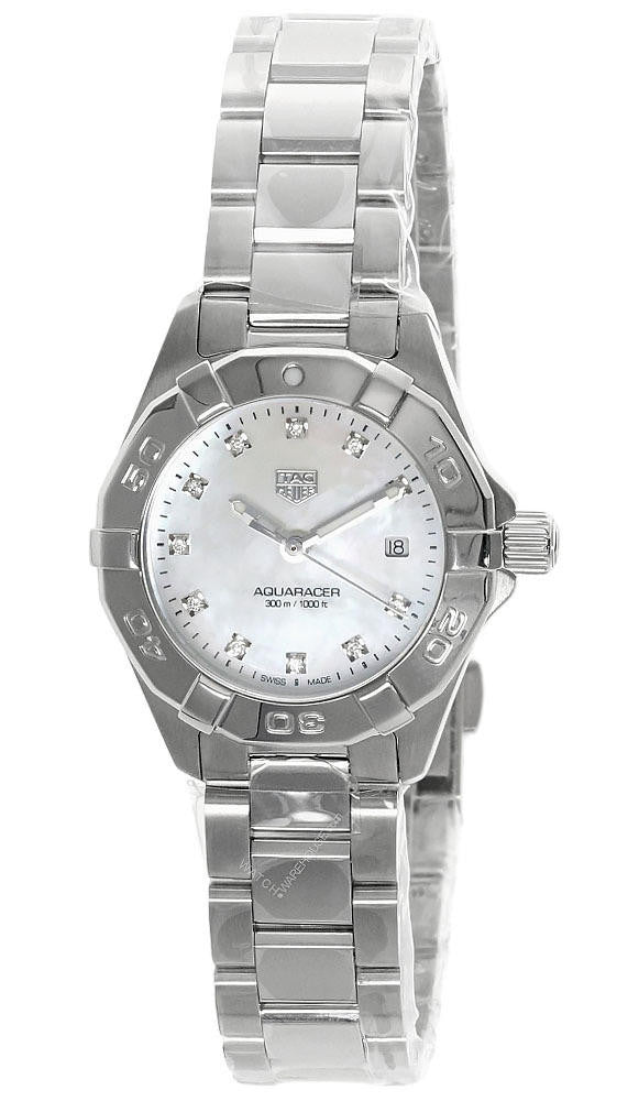 Tag Heuer Aquaracer Diamonds Mother of Pearl Dial Silver Steel Strap Watch for Women - WBD1414.BA0741 Buy Now By Tag Heuer