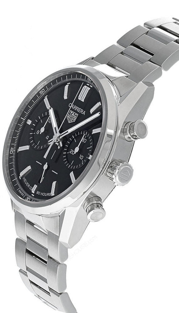 Tag Heuer Carrera Chronograph Black Dial Silver Steel Strap Watch for Men - CBN2010.BA0642 Buy Now By Tag Heuer