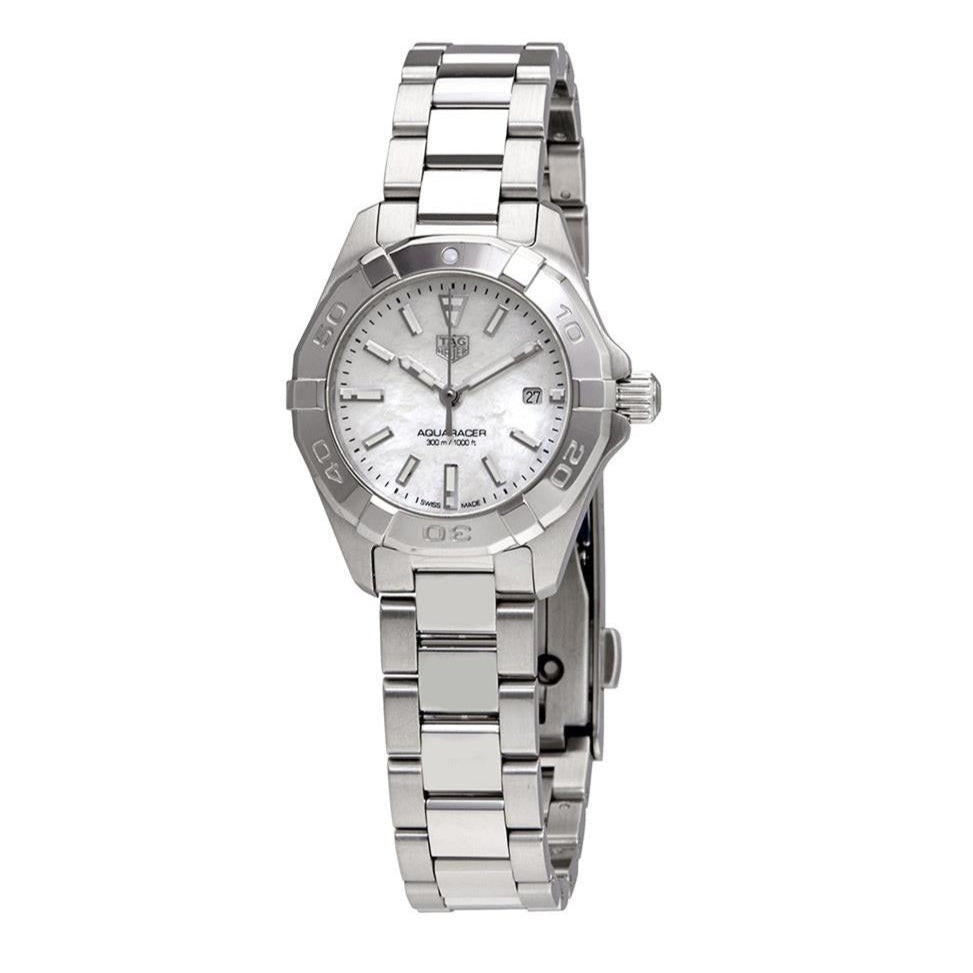 Tag Heuer Aquaracer Quartz Mother of Pearl White Dial Silver Steel Strap Watch for Women - WBD1411.BA0741 Buy Now By Tag Heuer