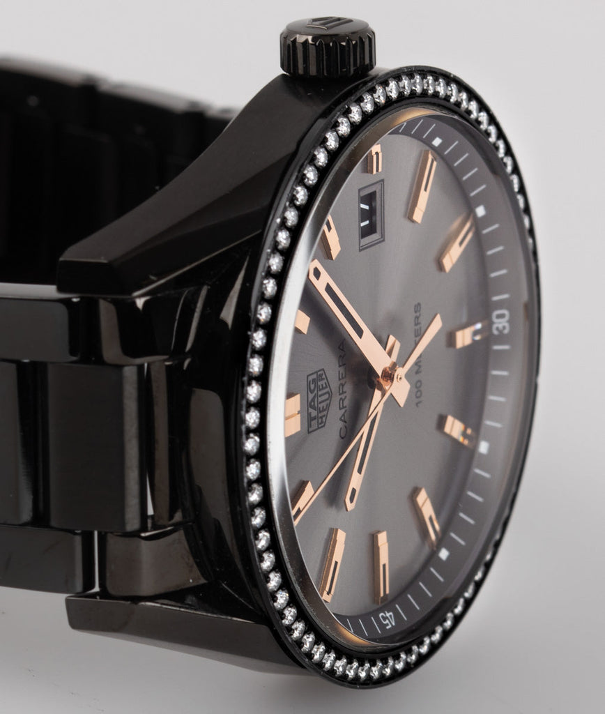Tag Heuer Carrera Quartz Diamonds Black Dial Black Steel Strap Watch for Women - WAR1115.BA0602 Buy Now By Tag Heuer