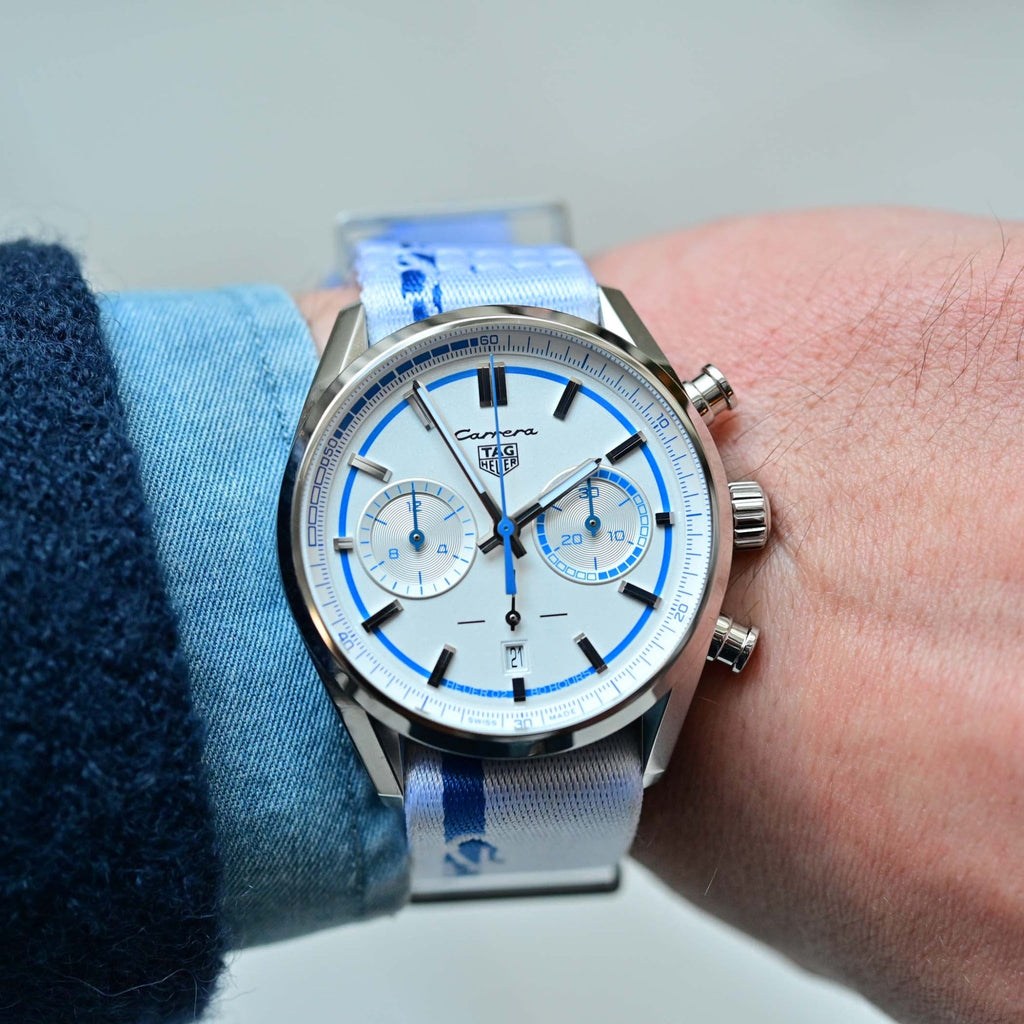 Tag Heuer Carrera Porsche RS 2.7 Automatic Chronograph White Dial White Nylon Strap Watch for Men - CBN2016.EB0275 Buy Now By Tag Heuer