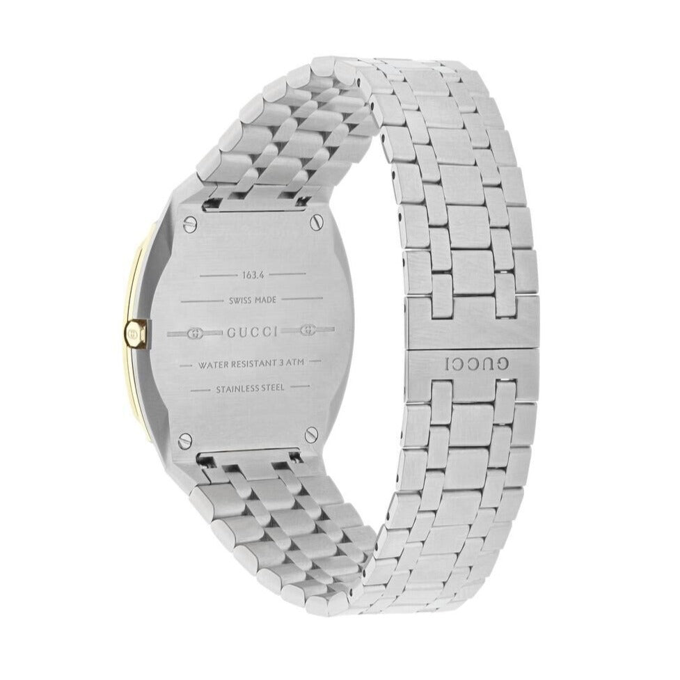 Gucci 25H Quartz Gold Dial Silver Steel Strap Watch for Men - YA163405 Buy Now By Gucci