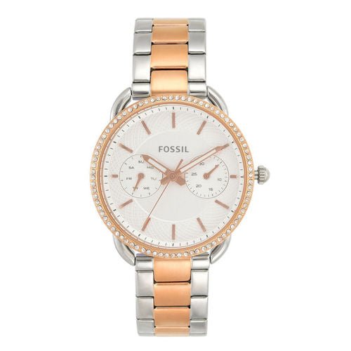 Fossil Tailor White Dial Two Tone Steel Strap Watch for Women - ES4396 Buy Now By Fossil