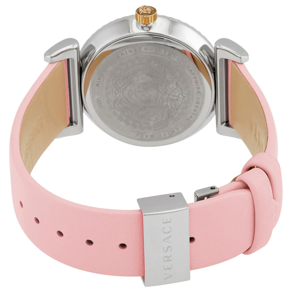 Versace V-Motif Silver Dial Pink Leather Strap Watch for Women - VERE00118 Buy Now By Versace